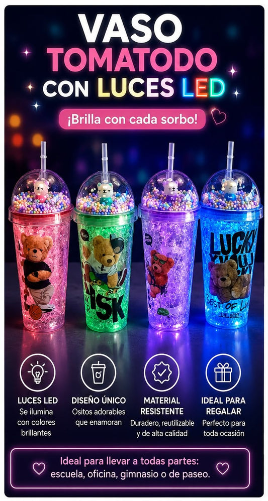 ✨🥤 ¡Vaso Toma Todo con Luces LED! Brilla en Cada Sorbo 🌈💡